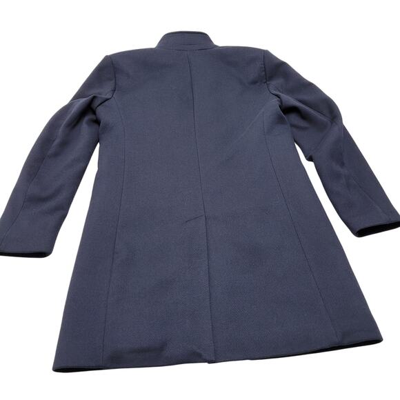 Zara Man navy blue tailored pea coat trench jacket full zip high collar - Picture 3 of 15